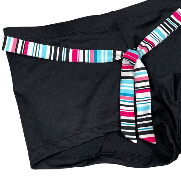 Sonoma Life + Style size 10 black swim shorts bottoms with striped waist tie - Picture 2 of 8